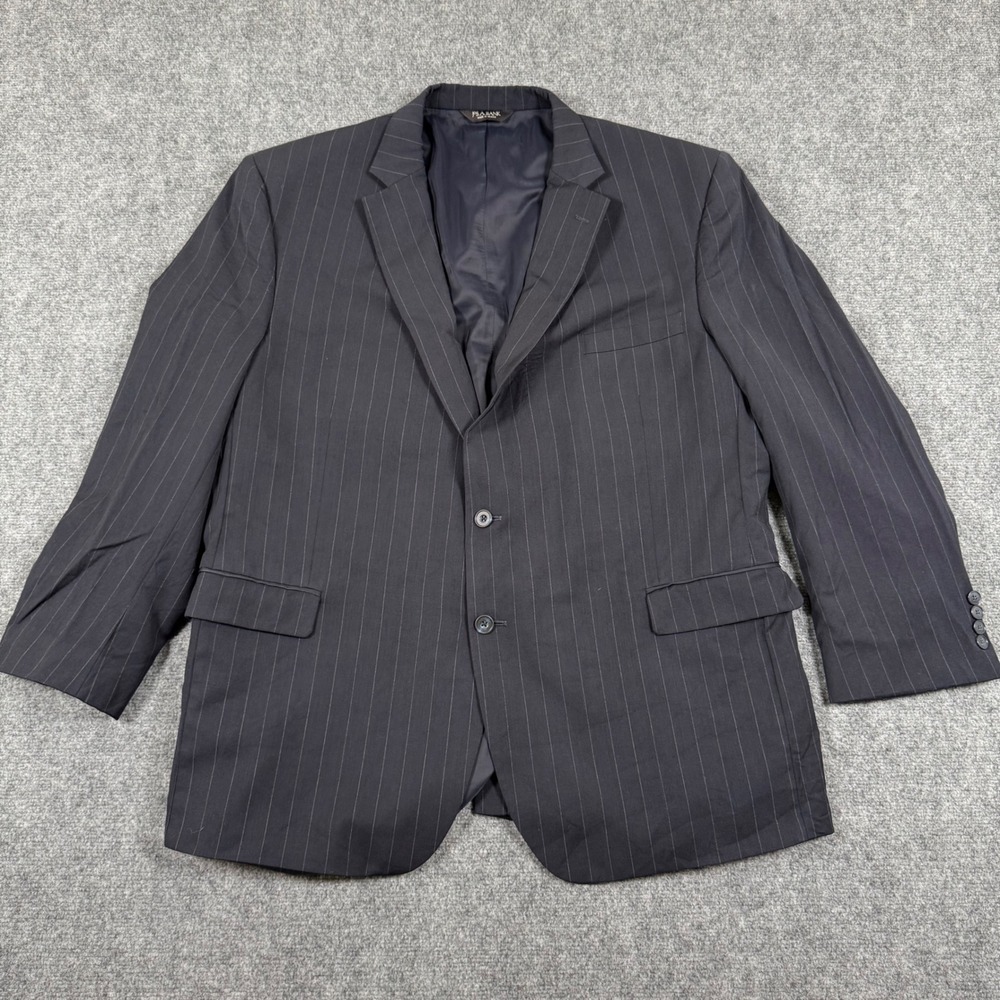 Jos. A Bank Traveler Collection 50R Black Pinstripe Wool Two Button Blazer Men's